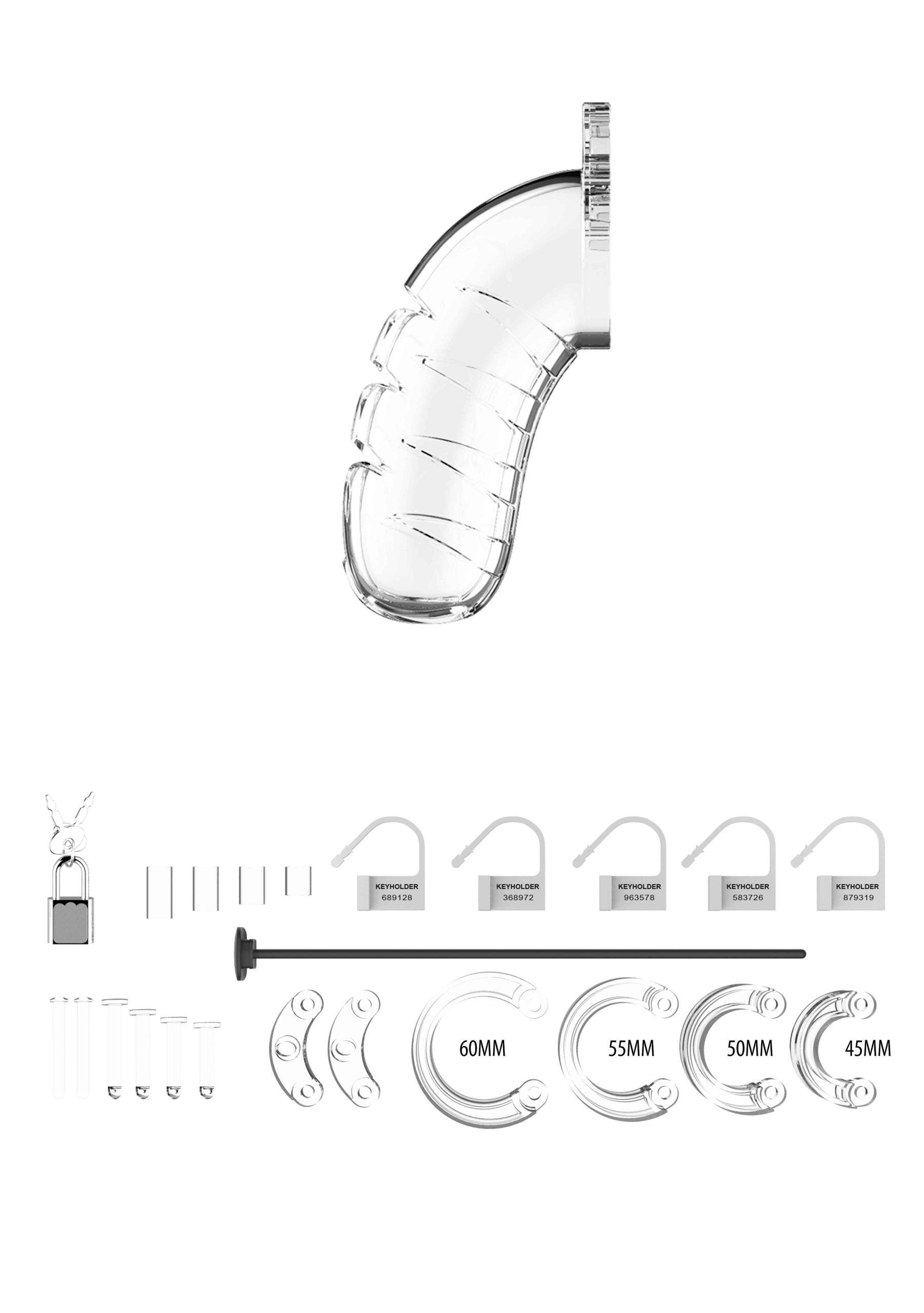 Cage de chasteté Mancage avec Tige urètre 11.5 x 4.5cm Transparente - Tige  20cm - Diamètre 3mm - ACV